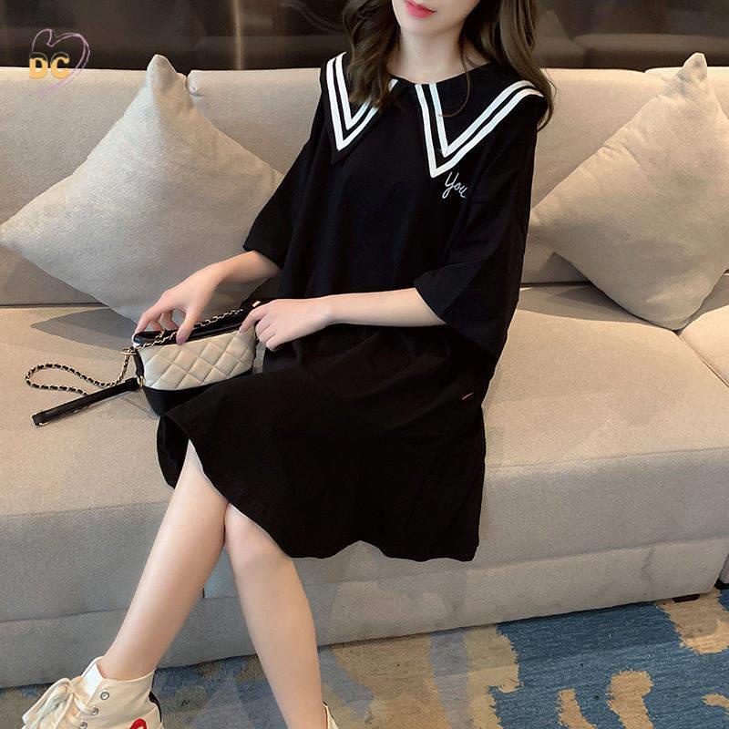 Váy babydoll Áo Thun Tay Ngắn Cổ Búp Bê Phong Cách Nhật Bản Thời Trang Mùa Hè Cho Nữ 100kg