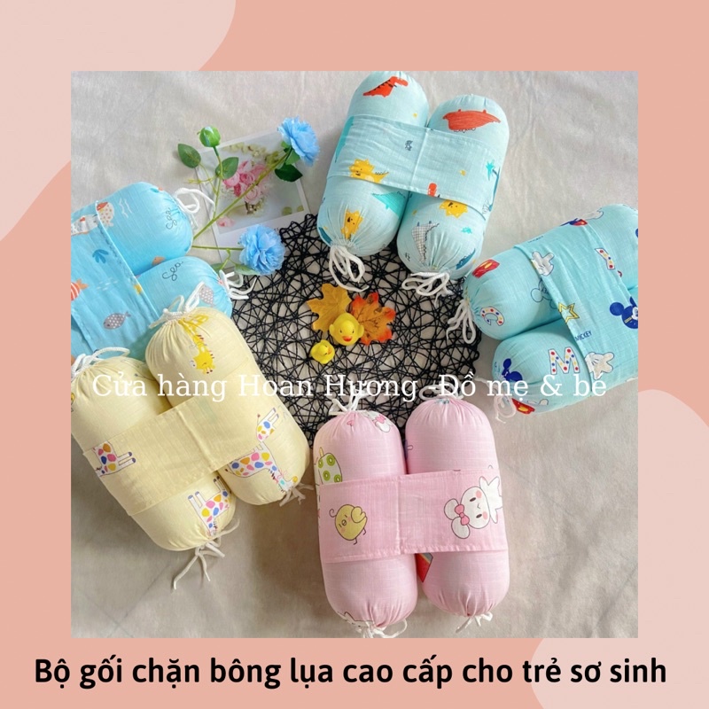 Bộ gối chặn bông chất liệu lụa cao cấp cho trẻ sơ sinh