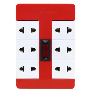 Ổ cắm xoay 90º Điện Quang ĐQ ESK RT 6RW (6 lỗ, màu đỏ trắng)