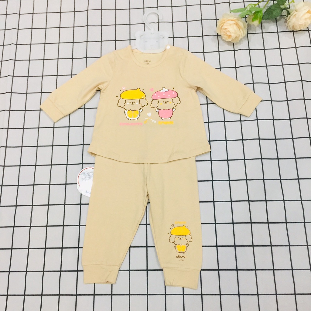 Bộ quần áo cho bé gái thu đông dài tay Dokma sale DB857