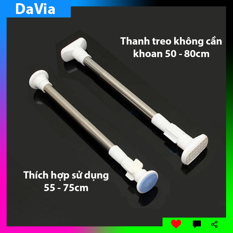 Thanh treo quần áo không cần khoan Davia 50 - 80cm