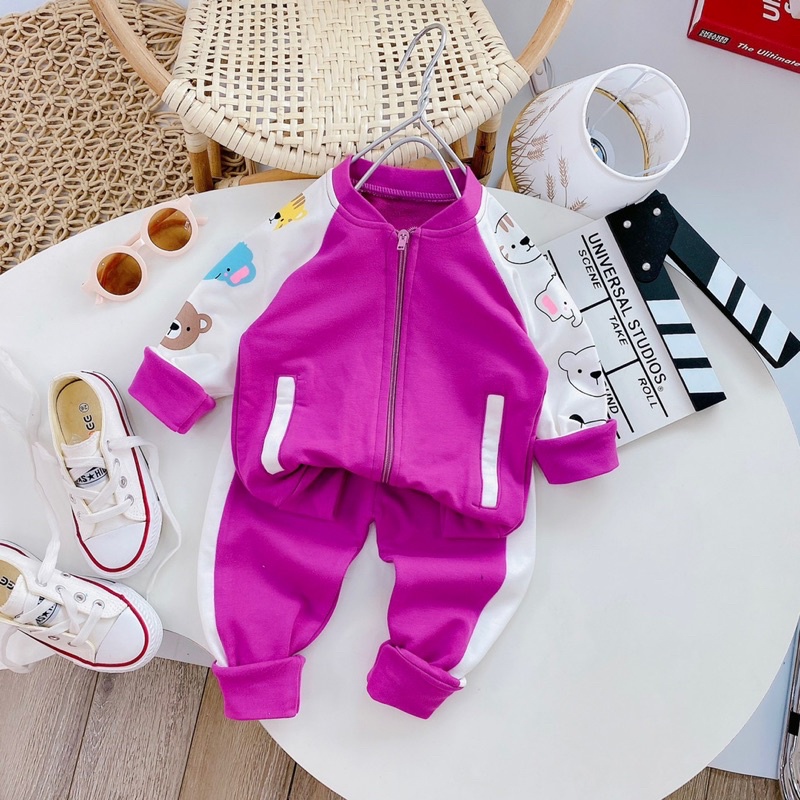 Quần áo thu đông bé gái bé trai , chất liệu nỉ da cá mỏng , mặc đi chơi dạo phố ( 8-18kg )