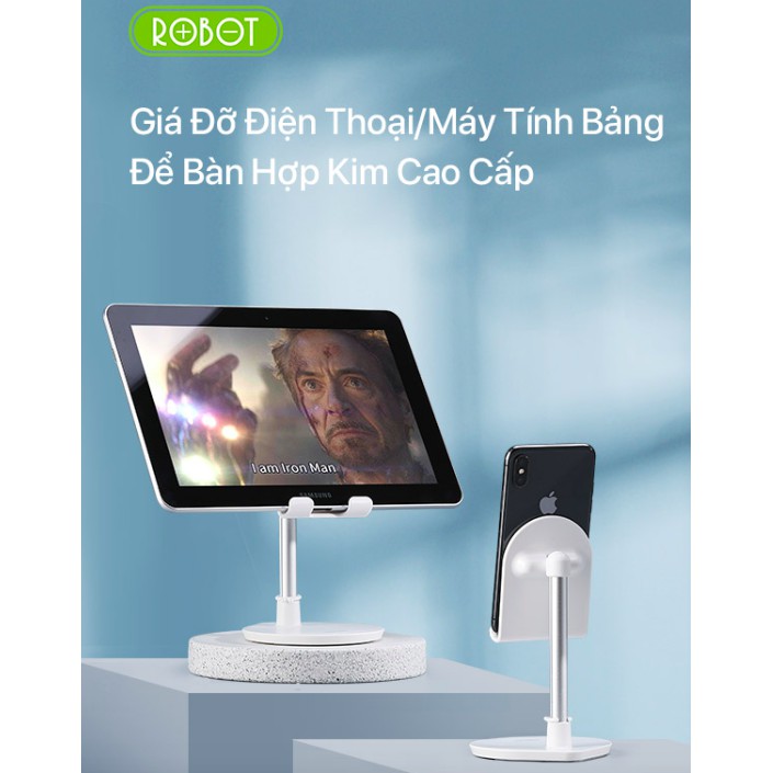 [Mã ELORDER5 giảm 10K đơn 20K] Giá Đỡ Điện Thoại/Máy Tính Bảng Hợp Kim Nhôm Cao Cấp-ROBOT RT-US05-Hàng Chính Hãng