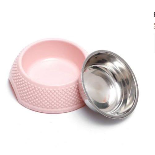 Bát Ăn Đơn Lõi inox cho chó mèo họa tiết trái tim có chân cao su chống trượt
