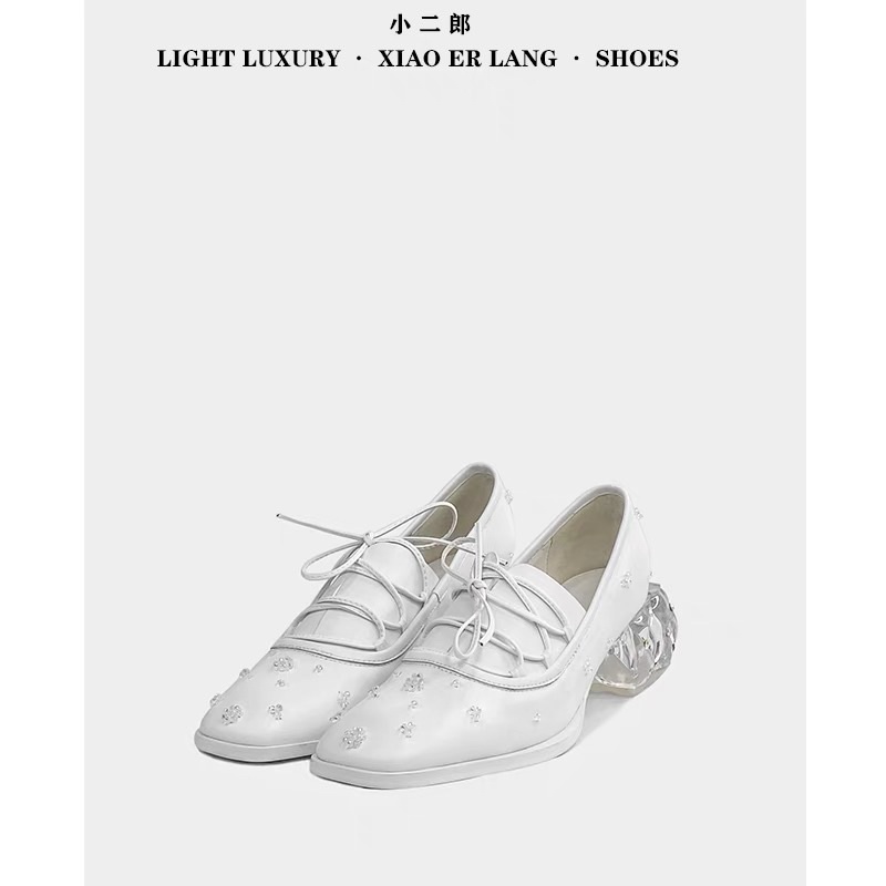 Giày thiết kế local Trung Xiaoerlang gót pha lê đính đá