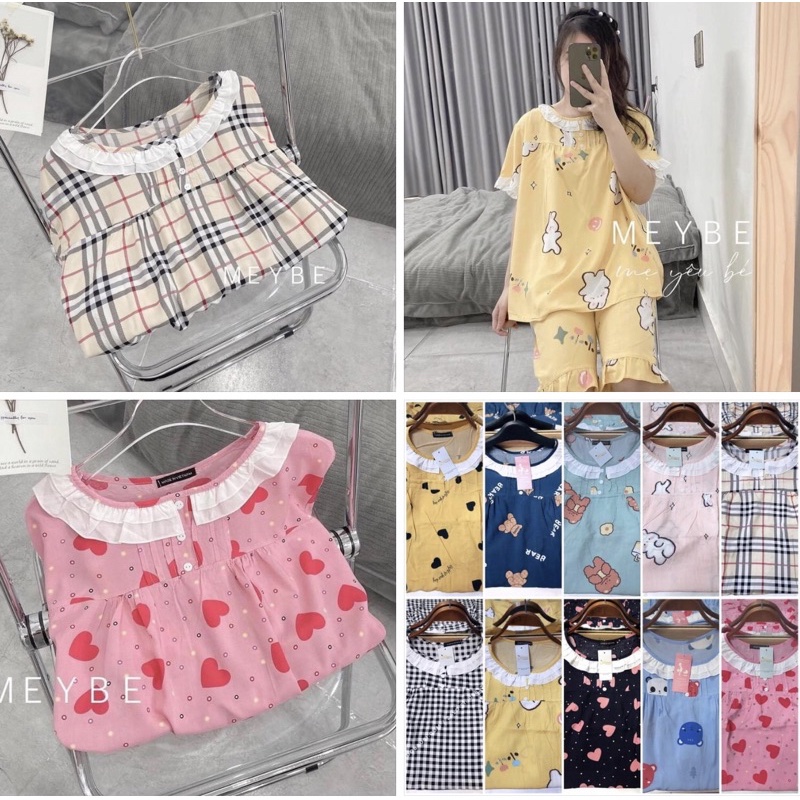 Bộ lanh Bầu và Sau Sinh lửng Mùa Hè, quần có chun tăng giảm, dáng Babydoll dễ thương, Freesize từ 40-75kg (giá sỉ 1 bộ)