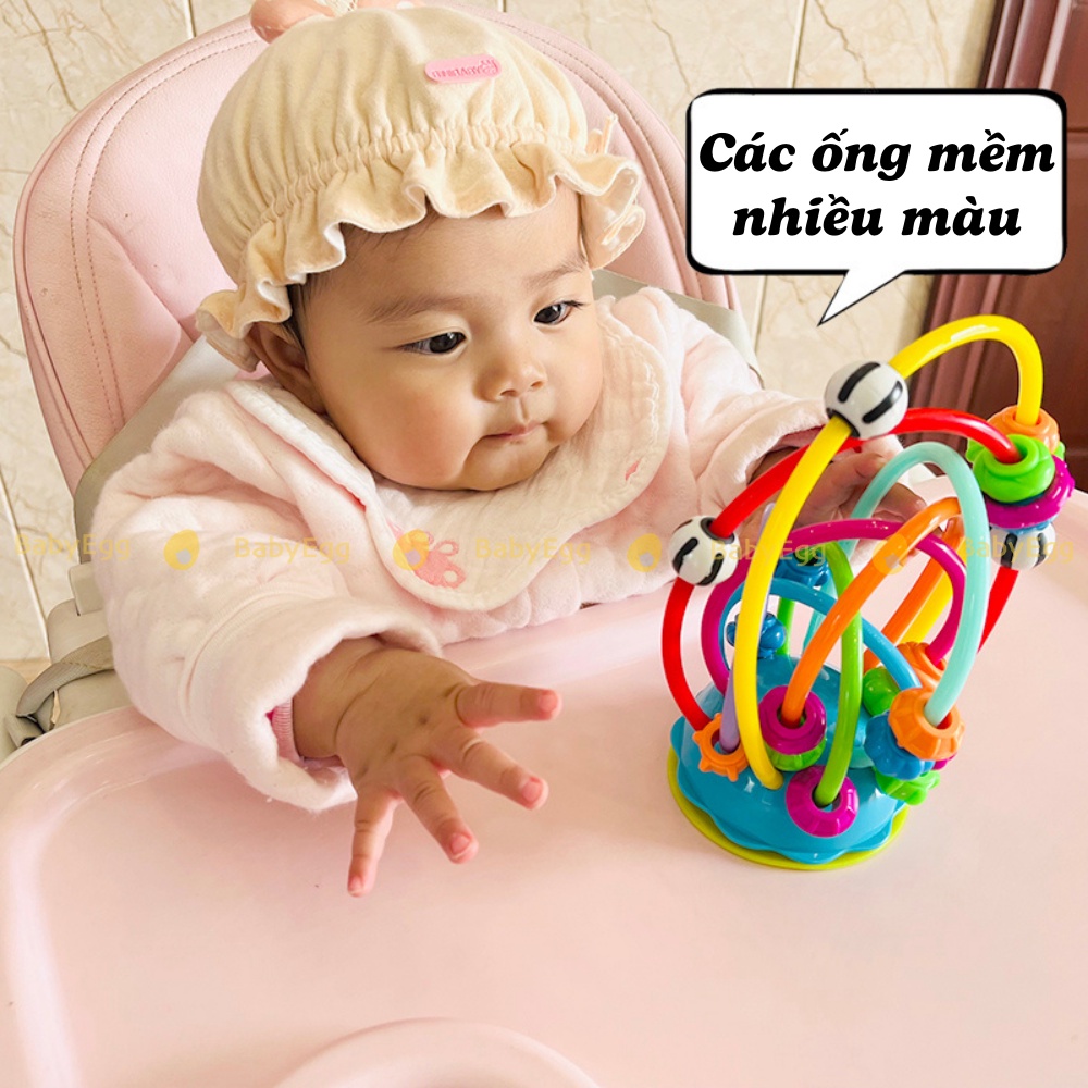 Đồ chơi xâu luồn hạt để bàn cho trẻ sơ sinh có núm hút bàn ăn dặm cho bé luyện tay mắt cho em bé sơ sinh 6m + babyegg