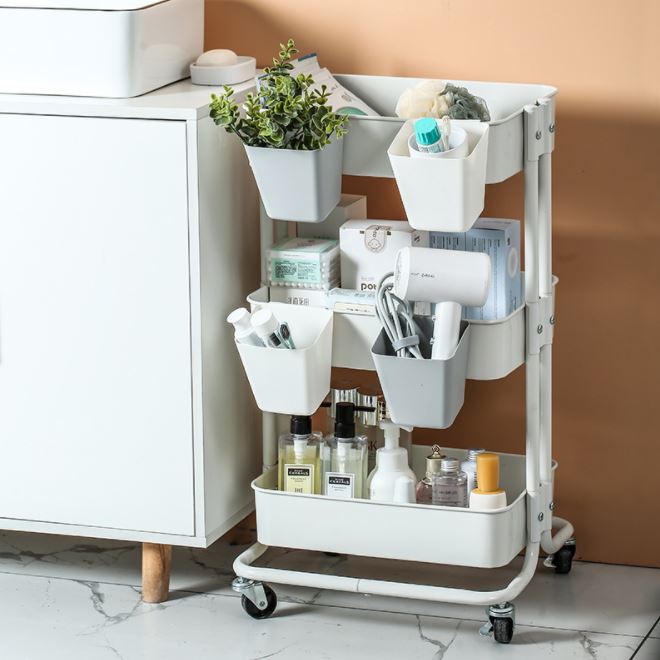 Kệ Để Đồ 3 Tầng Đựng Bỉm Sữa - Đựng Đồ Đa Năng - Có Bánh Xe