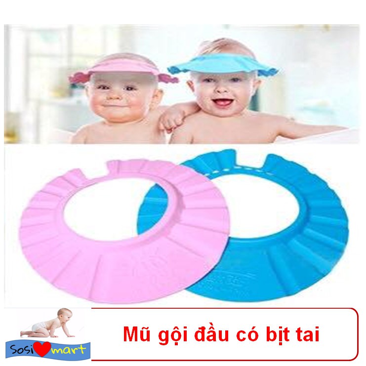 mũ gội đầu có bịt tai cho trẻ