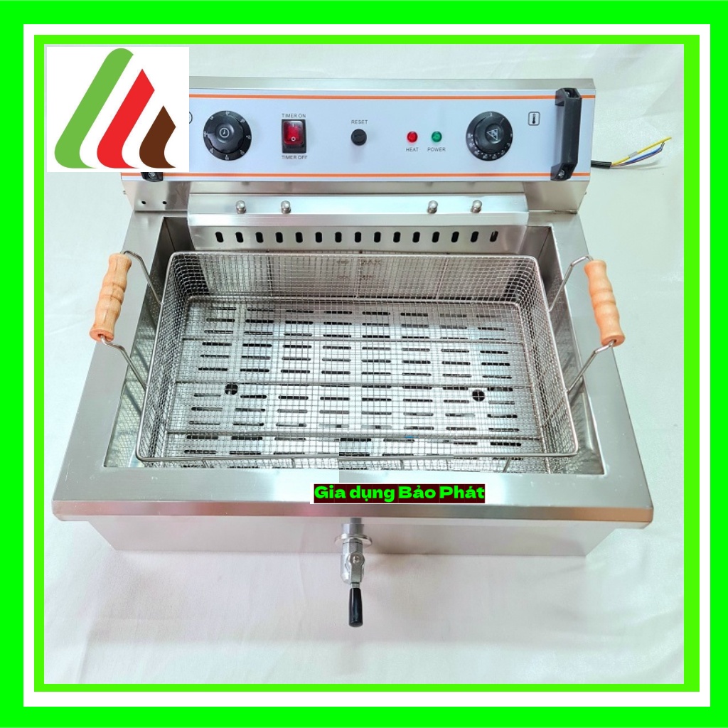 Bếp chiên nhúng điện công nghiệp 20L có van xả Shunji chất lượng tiện dụng - lò chiên ngập dầu