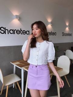 Áo crop xốp nhăn