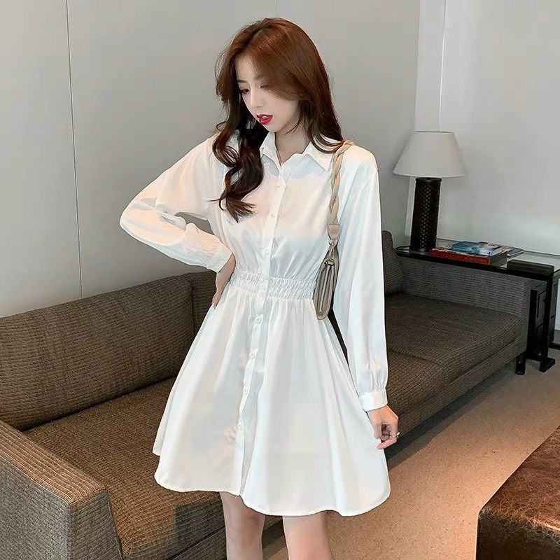 Đầm Sơ Mi Chun Eo Siêu Xinh Fix Mọi Dáng