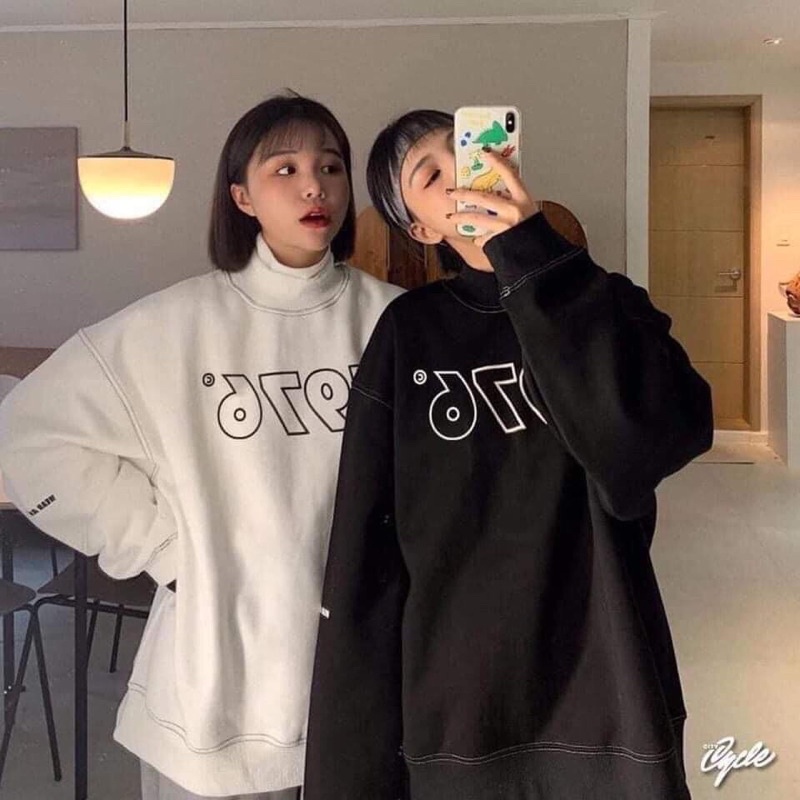 Áo Nỉ Sweater 1979 Cổ Cao 3 Phân Form To Rộng <65kg Chất Nỉ Ngoại Unisex Nam Nữ