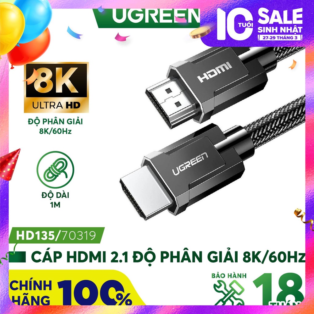 Cáp HDMI 2.1 độ phân giải 8K/60Hz dài 1-2m UGREEN HD135