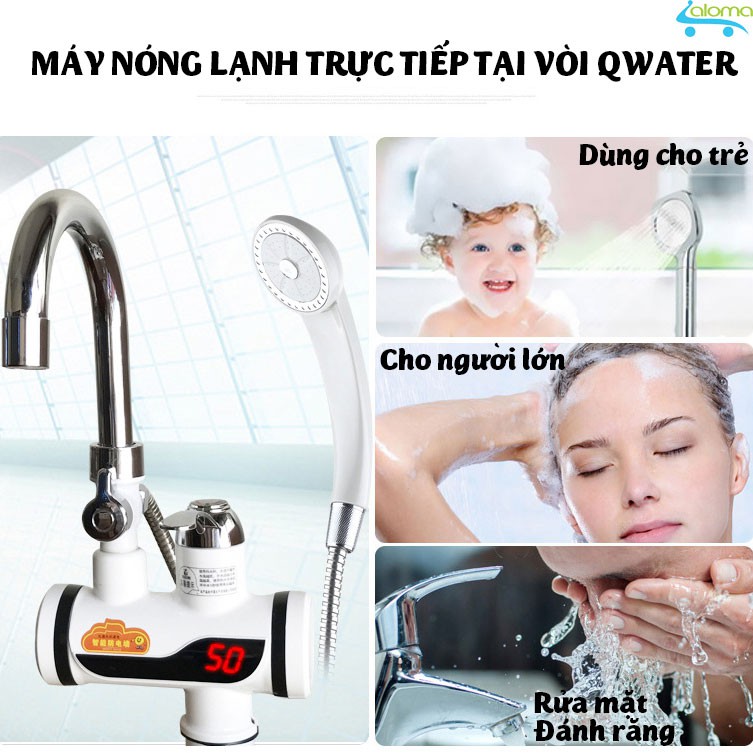 Máy làm nóng nước trực tiếp tại vòi có vòi rửa và vòi sen QWater RX-04 loại gắn tường