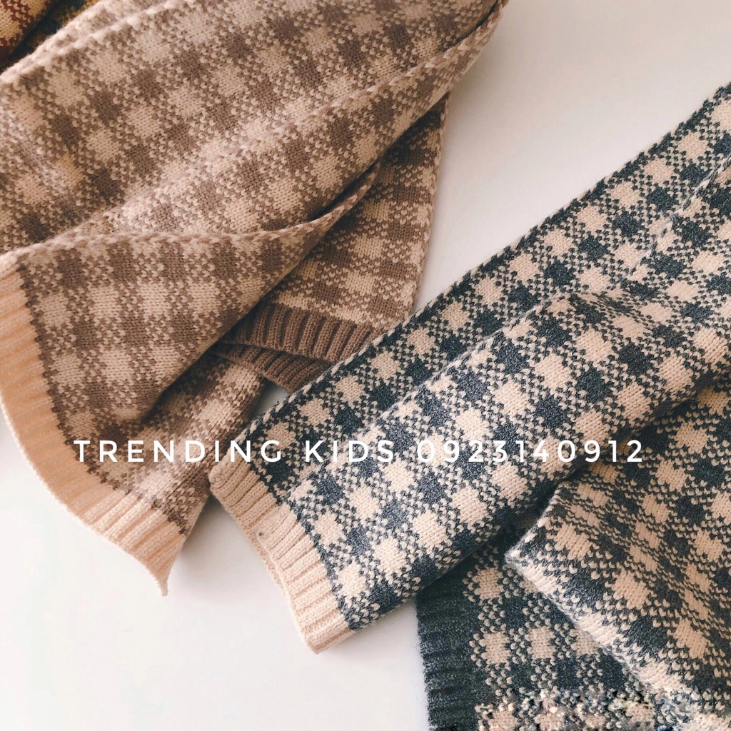 Khăn Len Quàng Cổ Cho Bé Trai Và Bé Gái Phong Cách Hàn Quốc Hoạ Tiết kẻ Caro sang chảnh - Trending kids