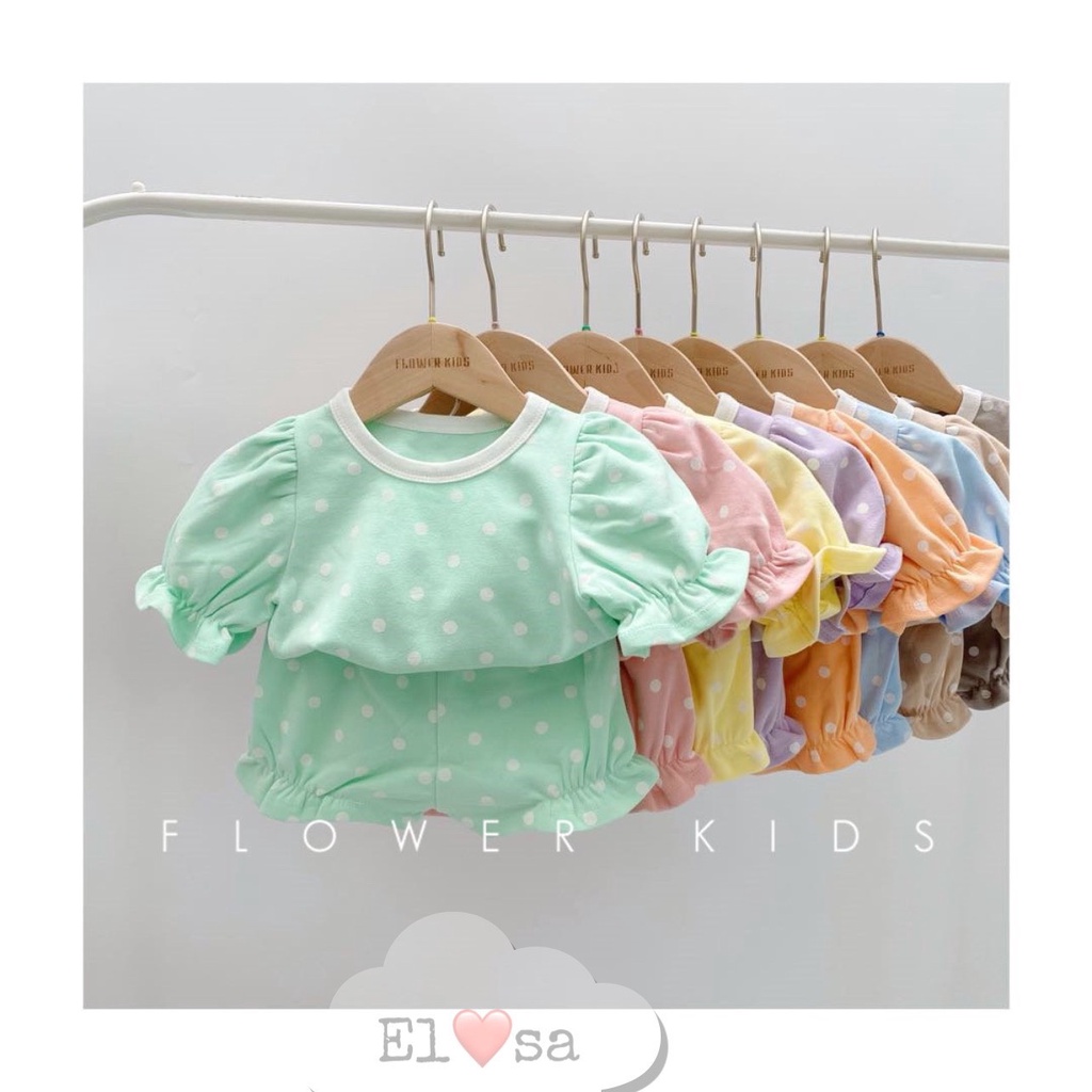 Bộ chấm bi 4 màu PASTEL siêu xinh cho bé từ 1-5T - hàng hè 2022