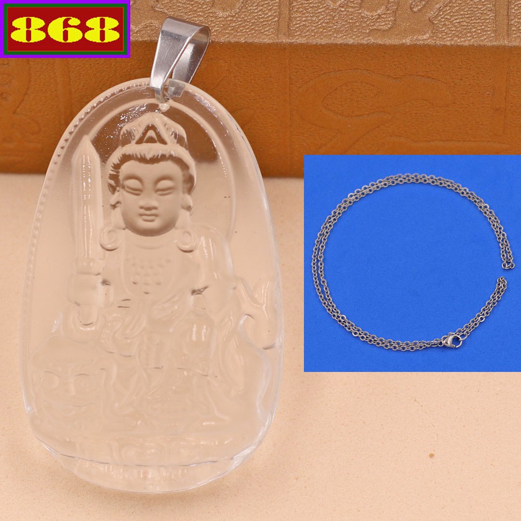 Mặt dây chuyền Phật Văn thù pha lê 3.6 cm MTRFLTB3 - Hộ mệnh tuổi Mão