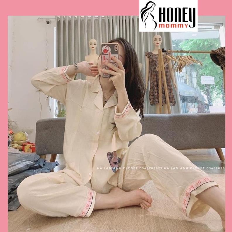Bộ Bầu Pijama Dài Tay Quần Dài Và Sau Sinh 2 Chức Năng Có Khóa Cho Con Bú Mặc Ở Nhà Thu Đông HT4622 Honey Mommy !