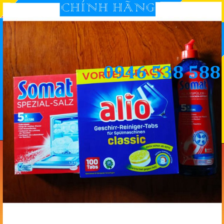 Combo Bột rửa bát Alio 1.8kg + Muối làm mềm nước Alio 2kg + Nước bóng Alio 1000ml