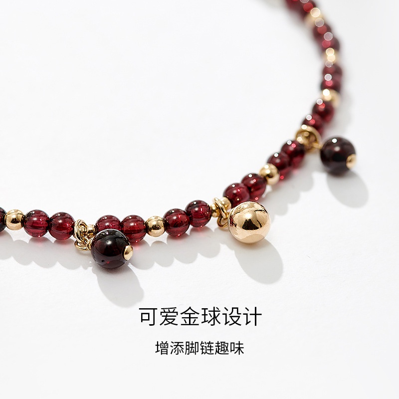 Lắc Chân Hạt Garnet Hàn Quốc Thời Trang