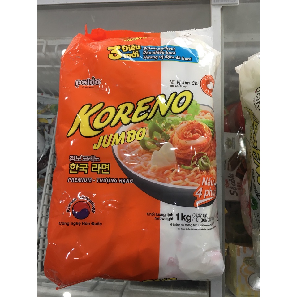 Mì cân Koreno jumbo vị gà, bò cay, kim chi (10 gói*100g) - Date luôn mới | BigBuy360 - bigbuy360.vn