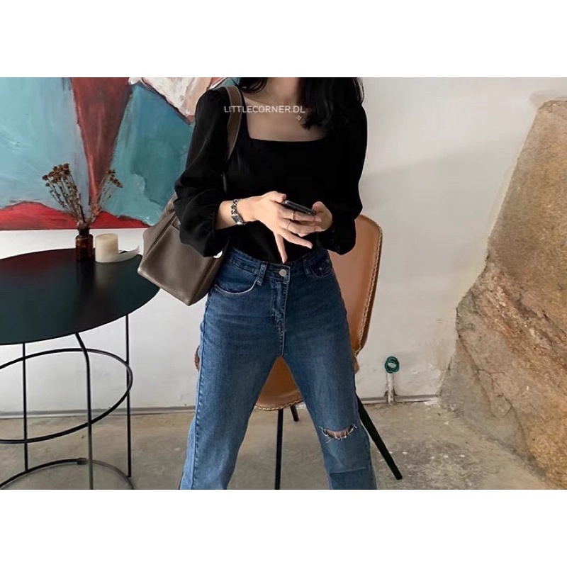 Quần Jean Nữ Ôm TOPSHOP rách đùi chất jean cotton Co Giãn lưng cao quảng châu