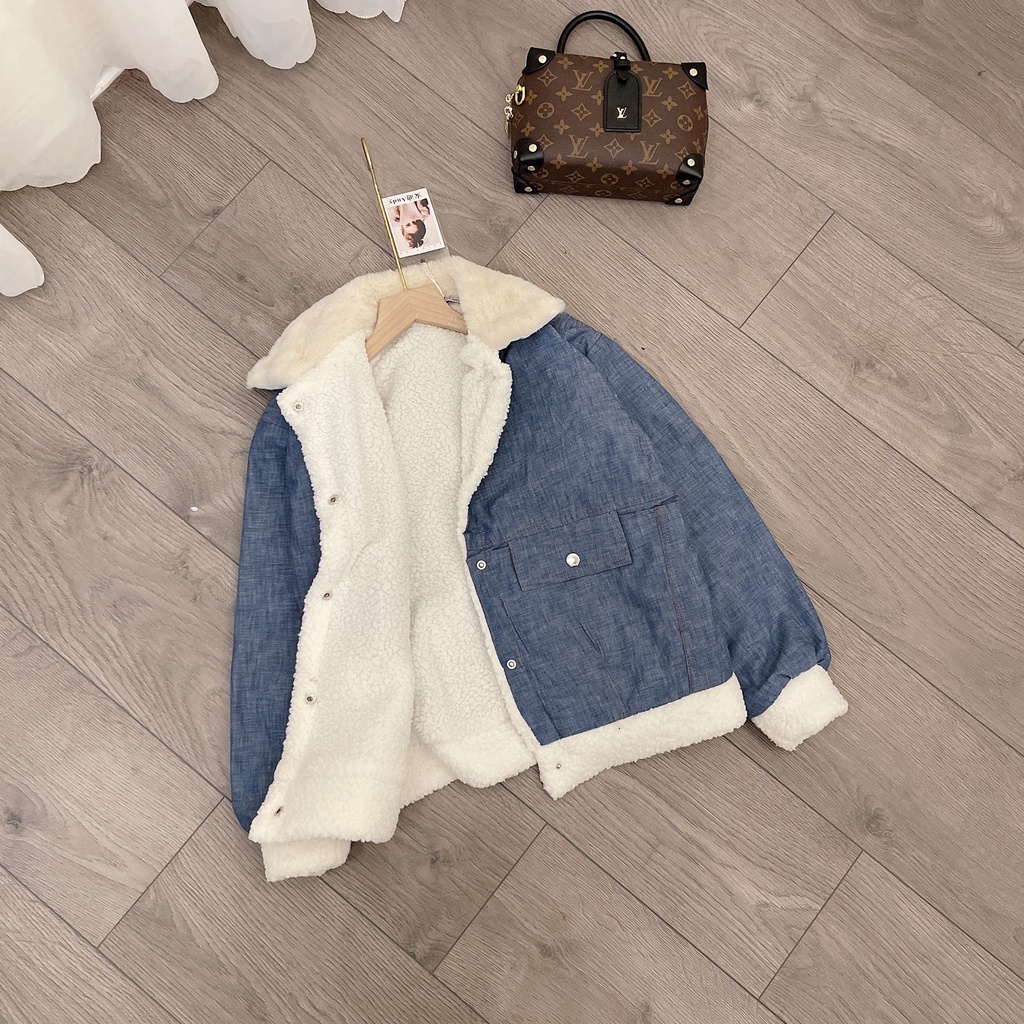 ÁO KHOÁC BÒ LÓT LÔNG CỔ LÔNG_chất bò đẹp dày dặn lông lót_fom dưới 57kg + Video cận chất