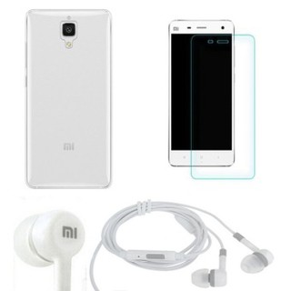 Bộ ốp lưng silicon xiaomi mi4 + kính cường lực 2.5 d + tai nghe