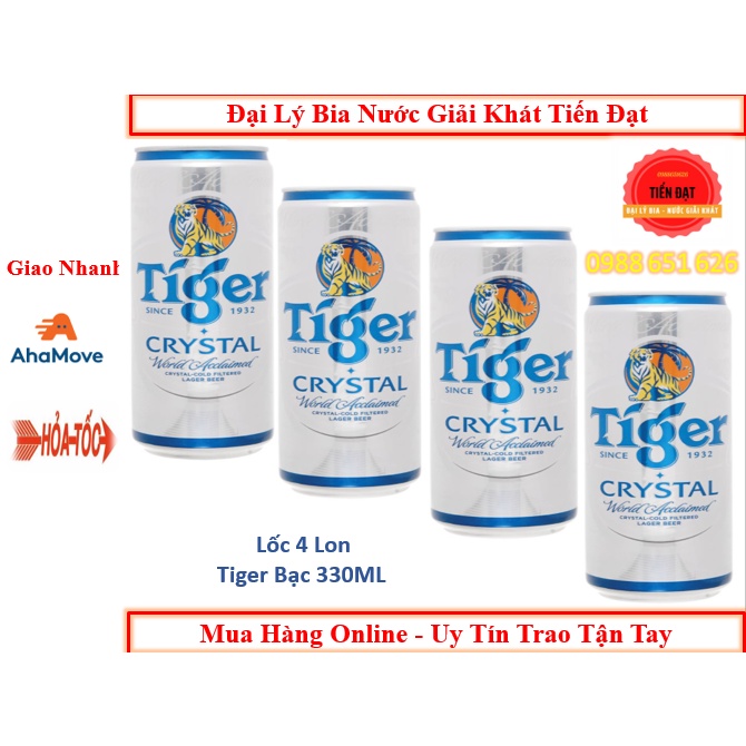 Lốc 6 Lon Bia Tiger Bạc/Tiger Crystal [6 Lon X 330ML]