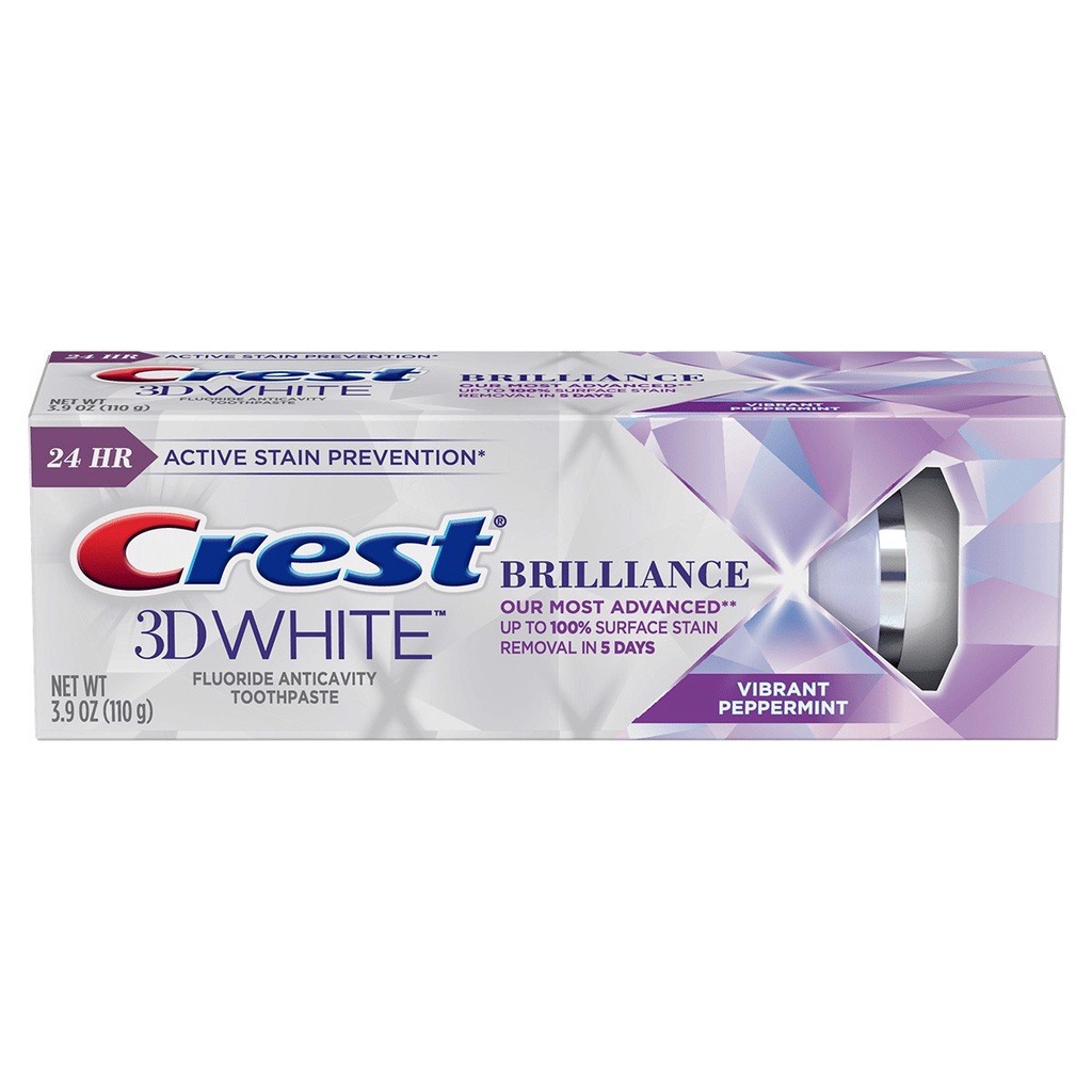 Kem Đánh Răng Trắng Răng Gấp 3 Lần CREST 3D White Brilliance Vibrant Peppermint - 110g