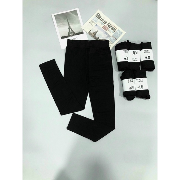 QNU152 - QUẦN LEGGING NỮ ĐEN CUỘN H.M