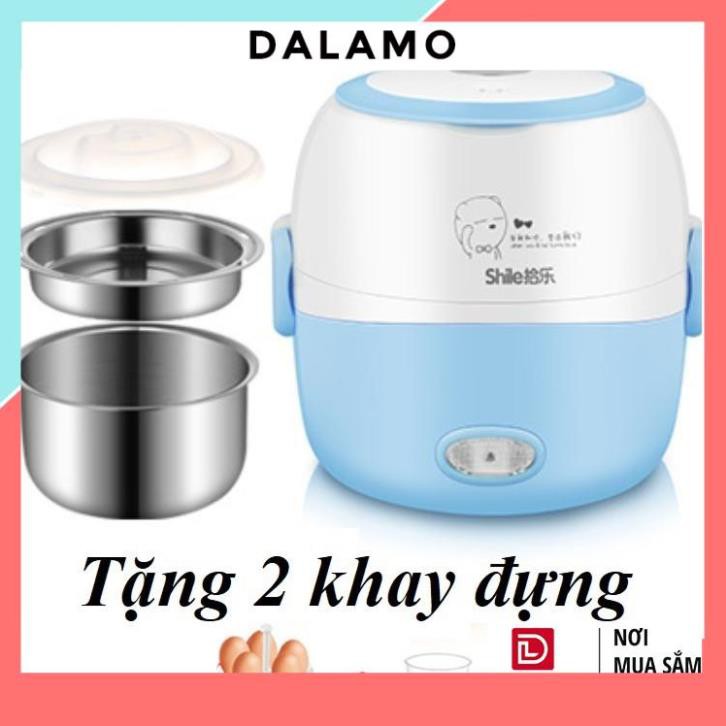 Nồi Hộp cơm cắm điện 2 tầng inox 1.2 lít 220V đa năng nấu cơm, nấu mì, hâm nóng đồ ăn tiện dụng B2 DALAMO