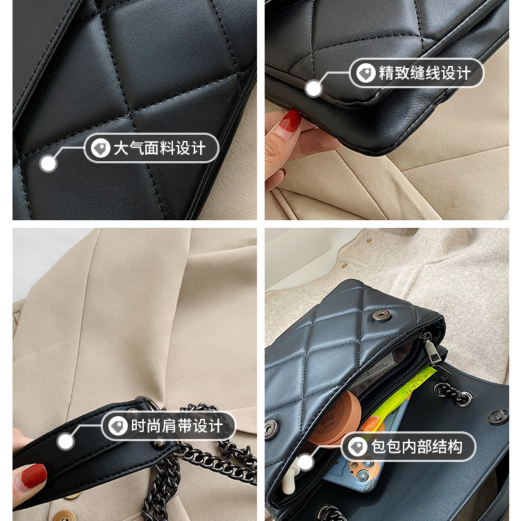 Túi đeo vai IELGY hình vuông cỡ nhỏ phối dây xích phong cách Hàn Quốc thời trang cho nữ