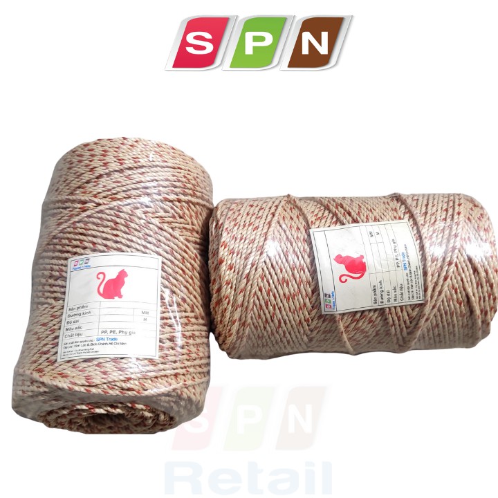 Dây thừng PP- dây bô (pô), trang trí, thả diều, cột, 3mm 200m/cuộn, câu, giàn leo, lưới, CON MÈO/SPN-Retail