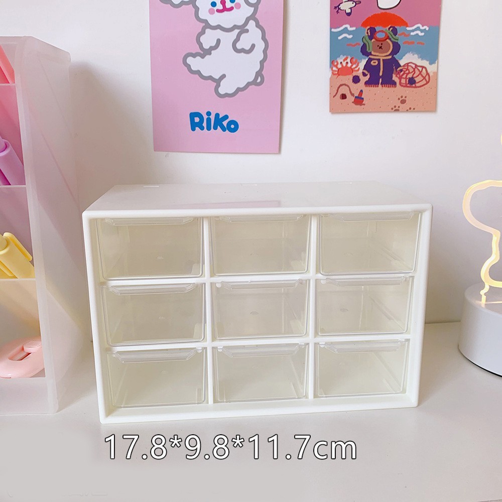 (TẶNG STICKER) Tủ Mini 9 Ngăn Kéo Để Bàn, Treo Tường Đựng Phụ Kiện Mỹ Phẩm Tiện Lợi Kệ Nhựa 9 Ô Đa Năng