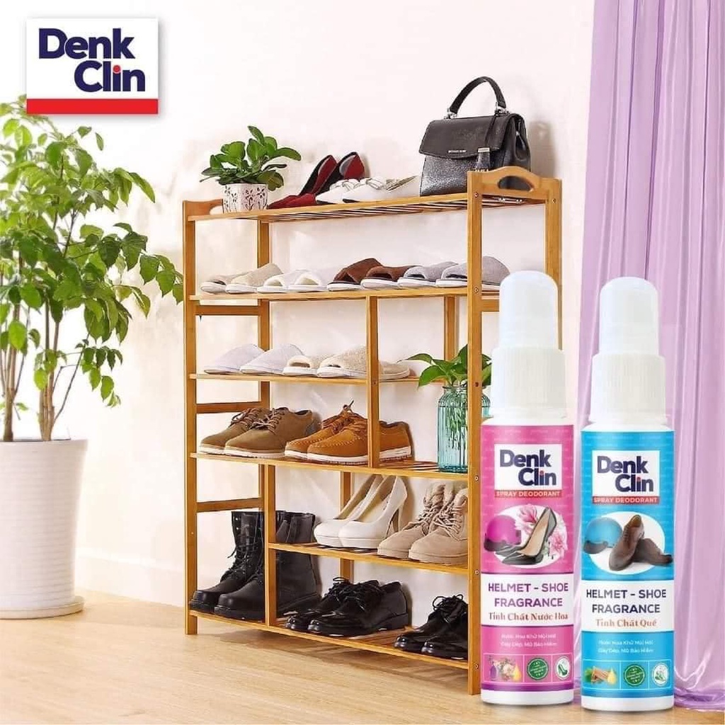 Xịt khử mùi hôi giày dép, mũ bảo hiểm nam nữ khử khuẩn 99% Denk Clin 60ml tinh chất quế & nước hoa