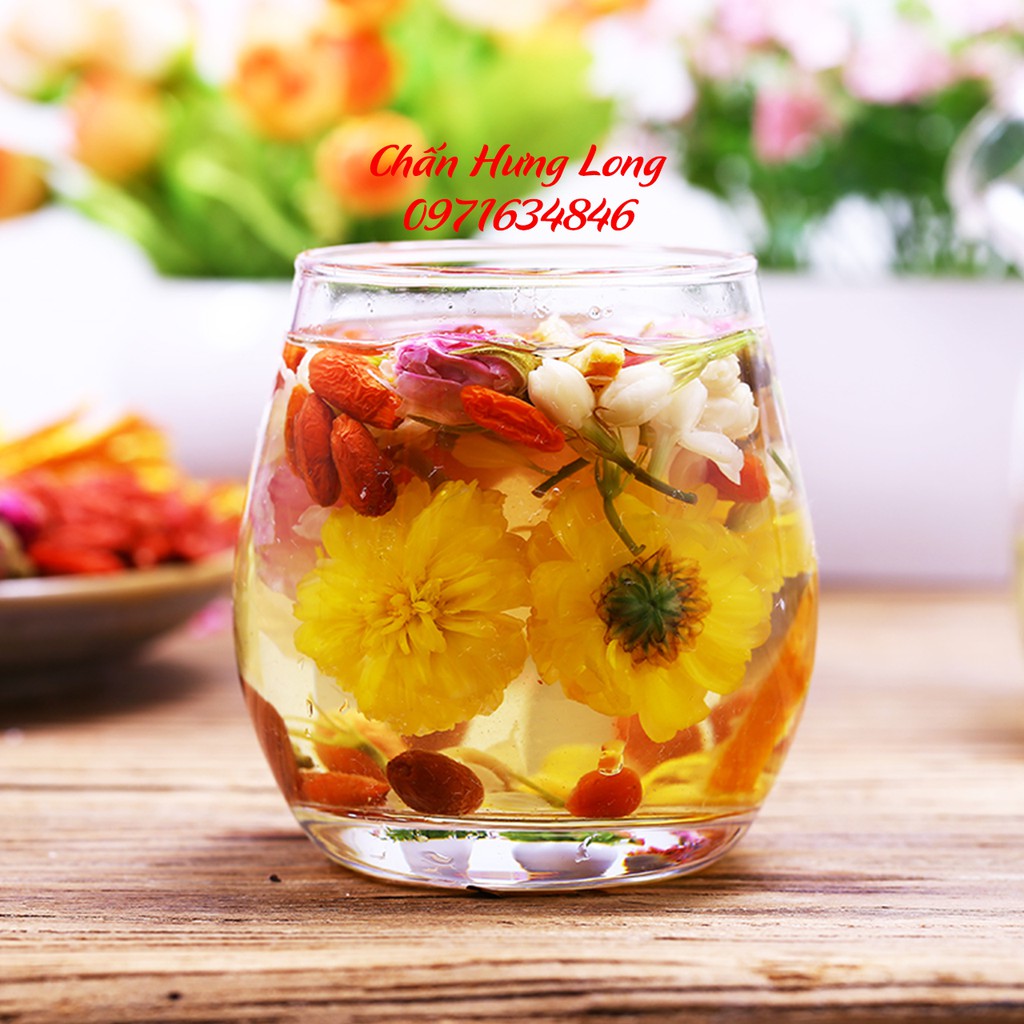 Ban Mai Trà giúp tỉnh táo, sảng khoái chào ngày mới - hoa cúc hoa hồng hoa nhài kỷ tử trần bì hoa mẫu đơn - Daystea