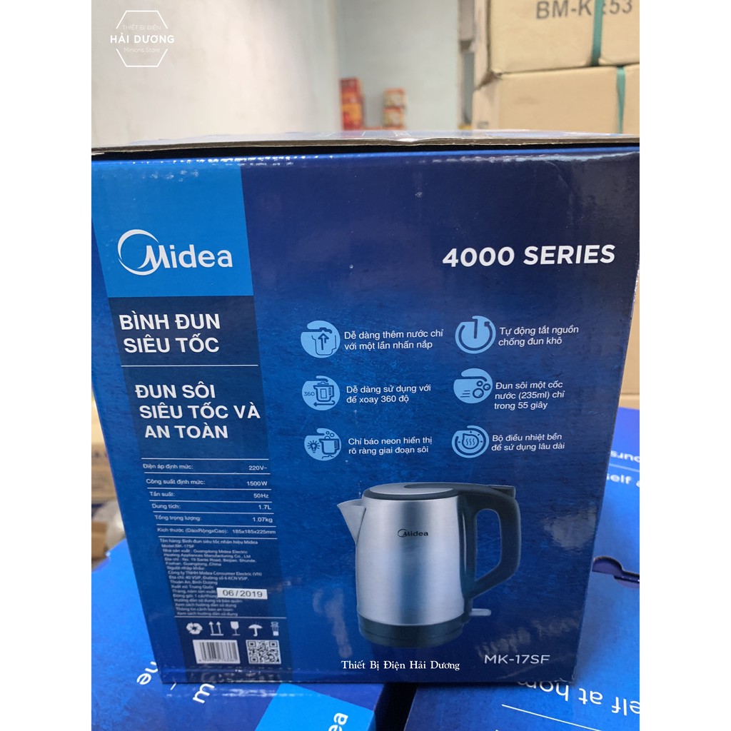 Bình Đun Siêu Tốc Midea MK-17SF (1.7 Lít) - Công suất 1500w - Tự động ngắt khi nước sôi - Bảo hành 1 năm