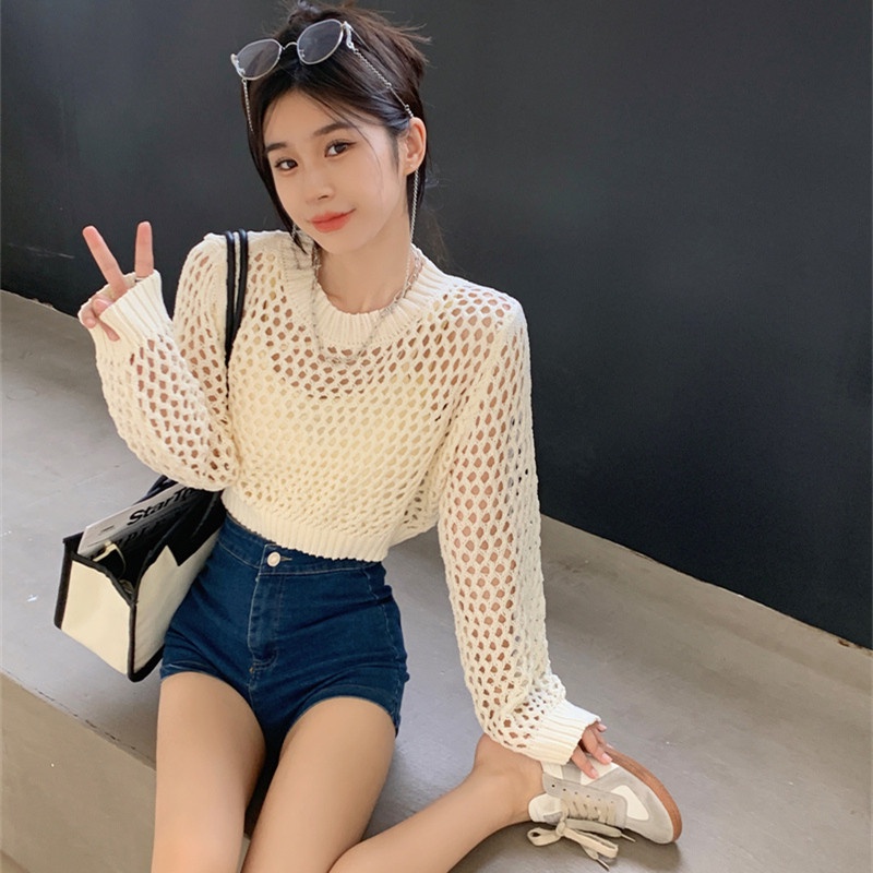 Áo Len Nữ Tay Dài Khoét Lỗ Thời Trang