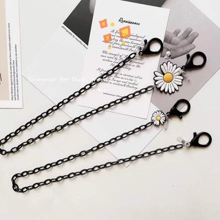Dây Đeo Mắt Kính Bằng acrylic Hình Hoa Cúc Trắng Đen Đơn Giản