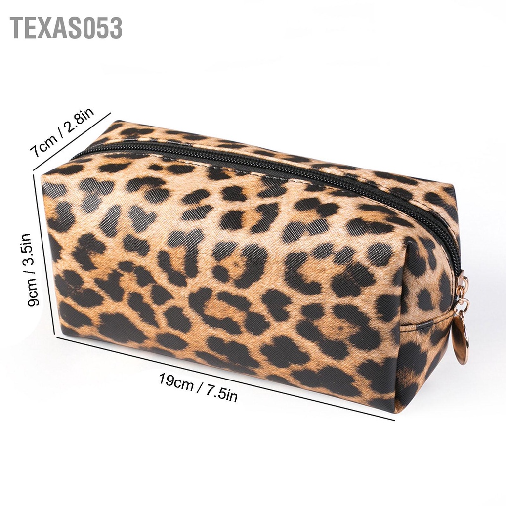 Texas053 Bộ túi trang điểm 3 chiếc Leopard Print Dung lượng lớn Túi đựng mỹ phẩm chống thấm nước di động