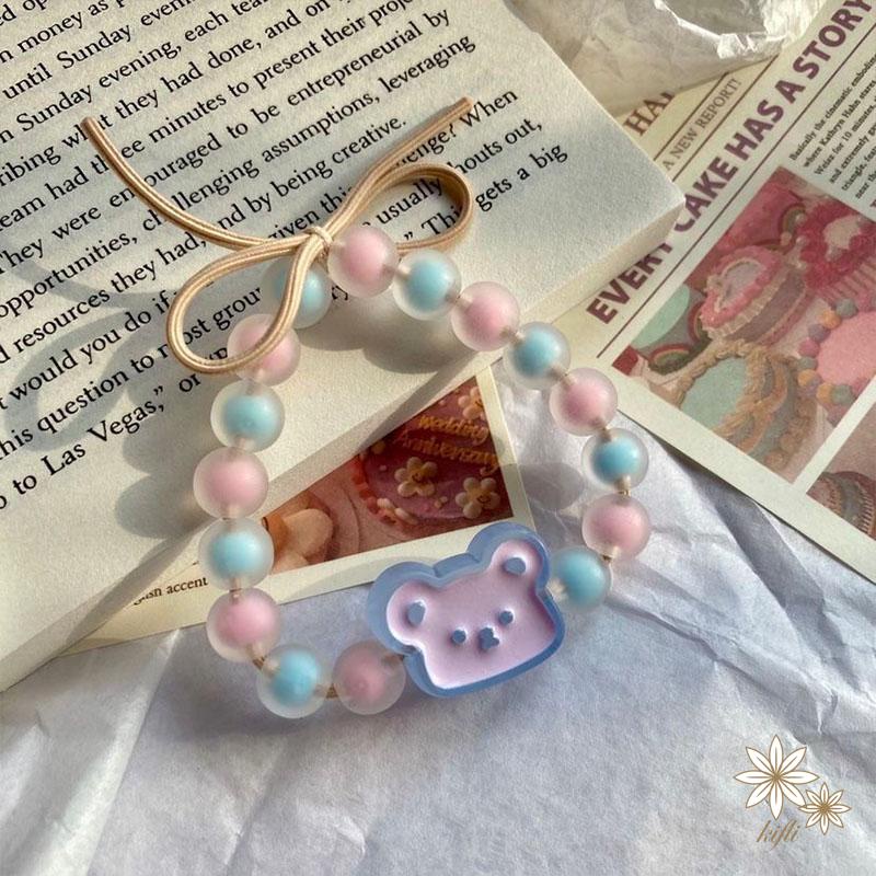 Dây Buộc Tóc Cao Su Đính Hạt Hình Gấu Tươi Mới Và Ngọt Ngào Đa Năng