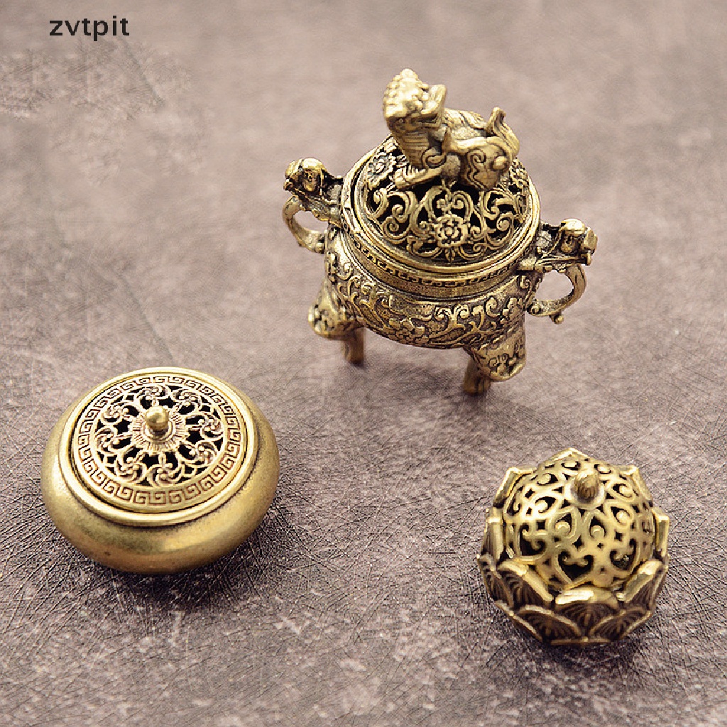 [ZVPT] Brass Pocket Lotus Jiuding Incense Burner Hollow Incense Mini Incense Burner DSF