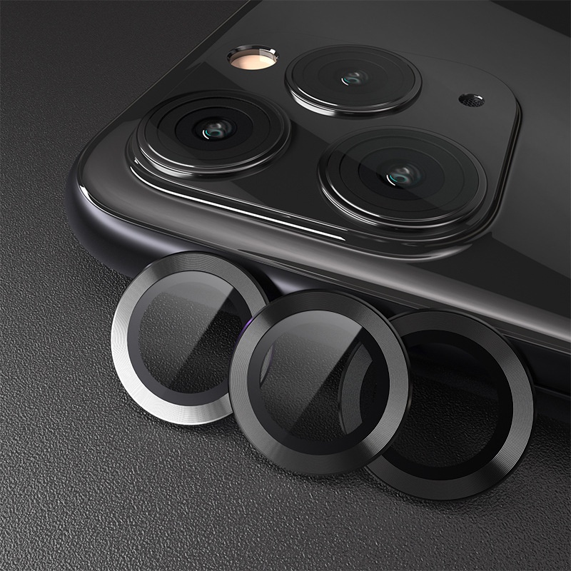 Bộ 3 mắt cường lực camera iphone 14 pro max 12 promax 13 plus 12 mini titan đính đá chống trầy xước màu nguyên bản