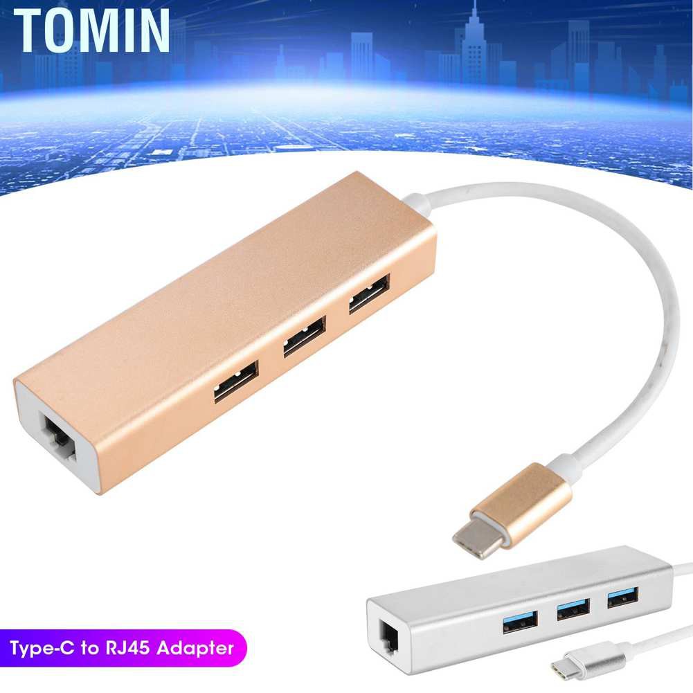 Tomin Type C to RJ45 Gigabit Adapter Laptop Hub 3 USB Port Support for Windows XP/for 7/8