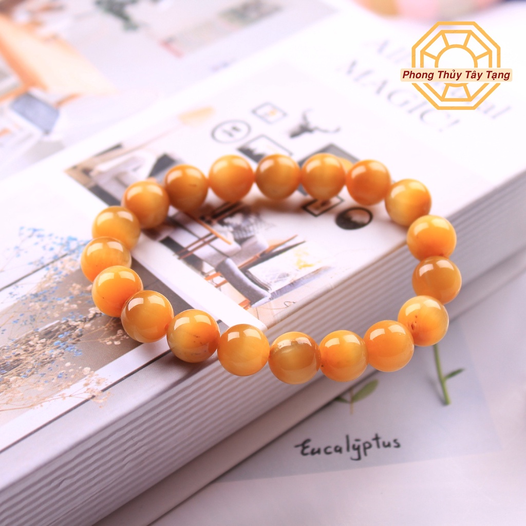 Vòng tay phong thủy Mắt hổ Vàng Tâm [TẶNG HỘP GỖ CAO CẤP] tài lộc may mắn - đủ size 8, 10, 12 li - Phong Thủy Tây Tạng