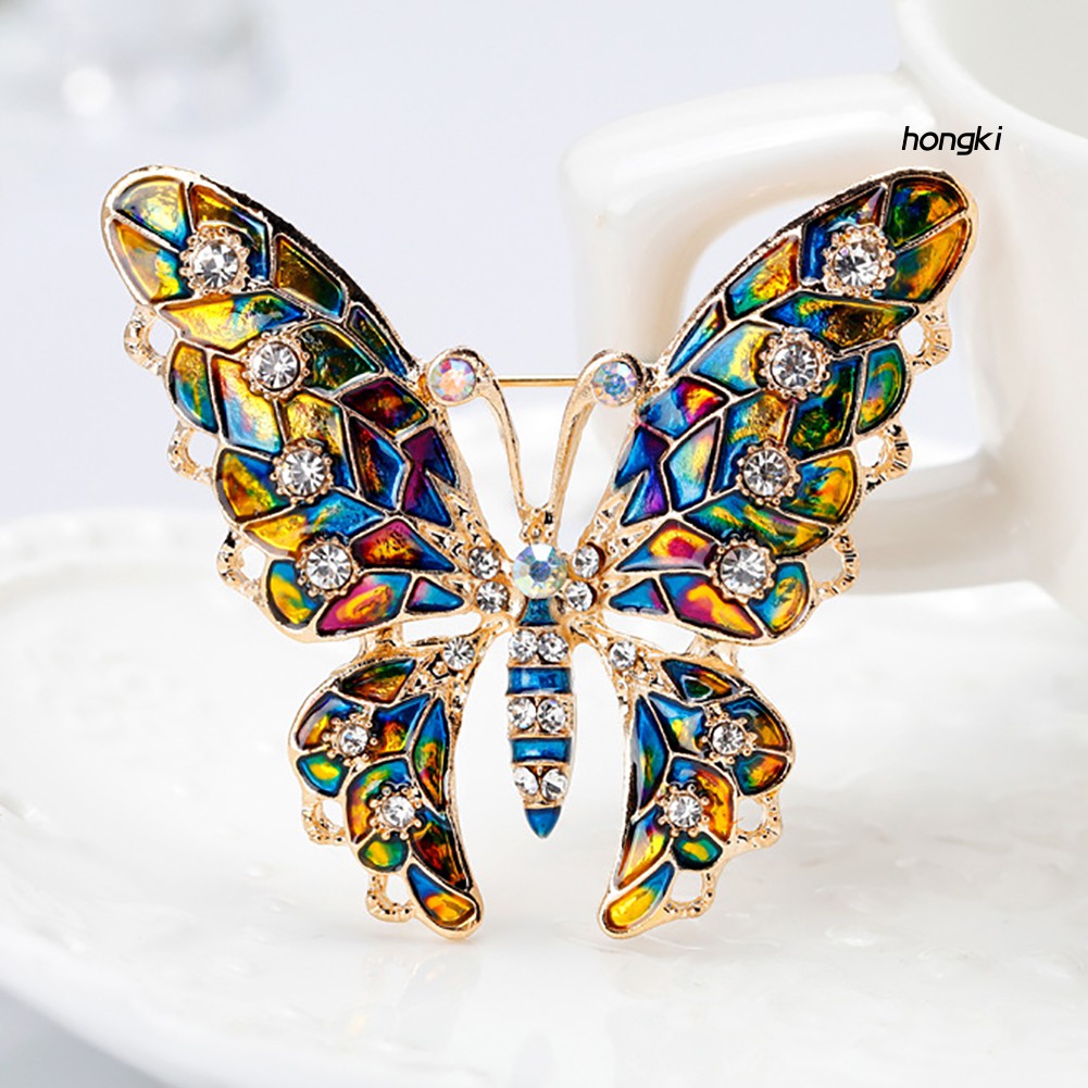 Trâm Cài Áo Hình Bươm Bướm Đính Đá Nhiều Màu Sắc Thời Trang