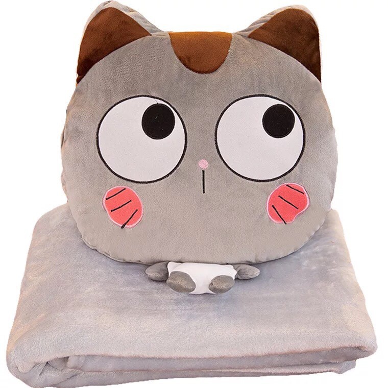 Bộ chăn gối văn phòng hình mèo dễ thương