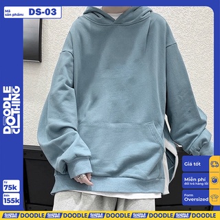 Áo Hoodie cotton nam nữ unisex oversize phong cách ulzzang xẻ tà